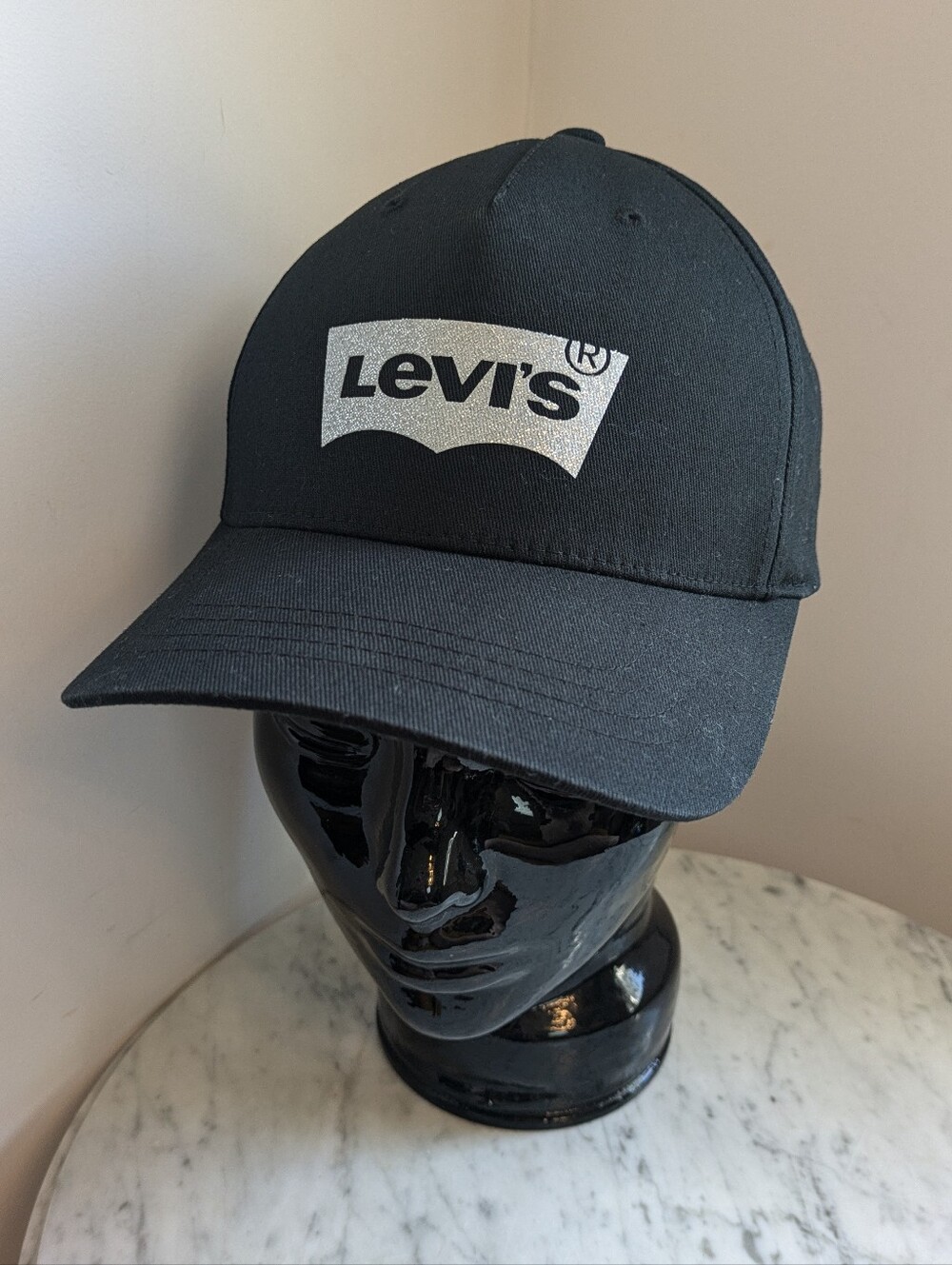 Levi's Adjustable Black Cap with Silver Logo